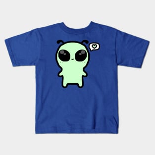 Cute green alien doodle Kids T-Shirt